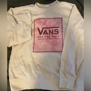 Vans Cream and Pink Graphic Crew NeckSweatshirt Medium